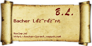 Bacher Lóránt névjegykártya