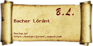 Bacher Lóránt névjegykártya